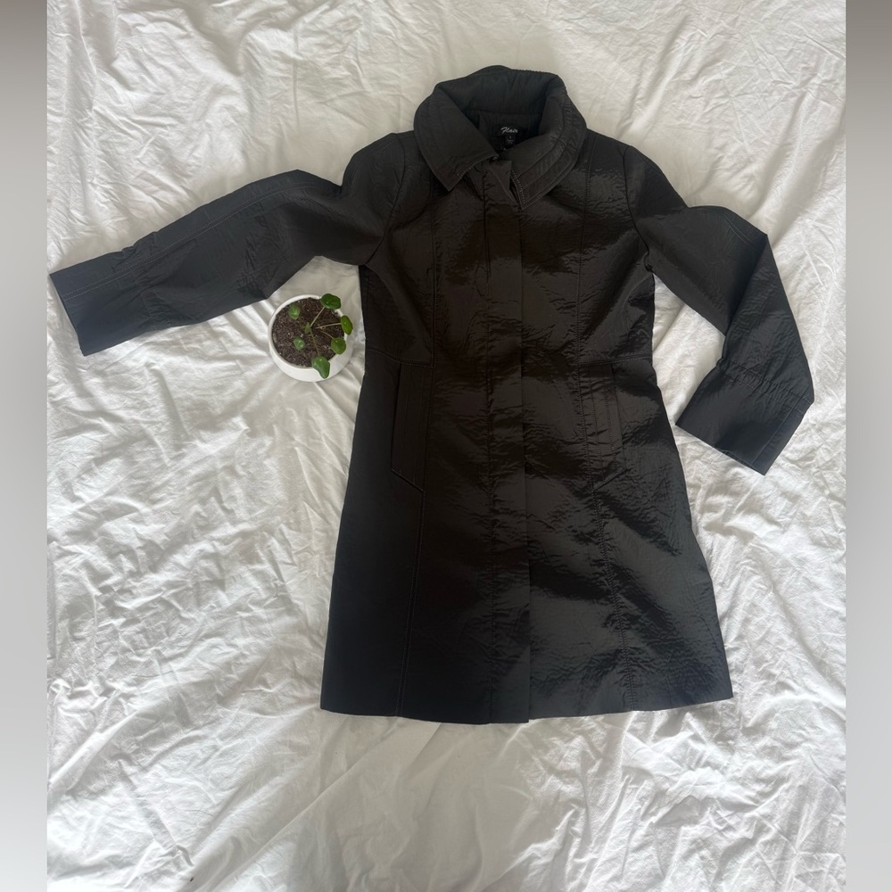 Sleek Black Trench Coat for Women, Size Small